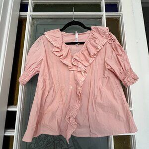 70/21 Short Sleeve Ruffle Trim Blouse